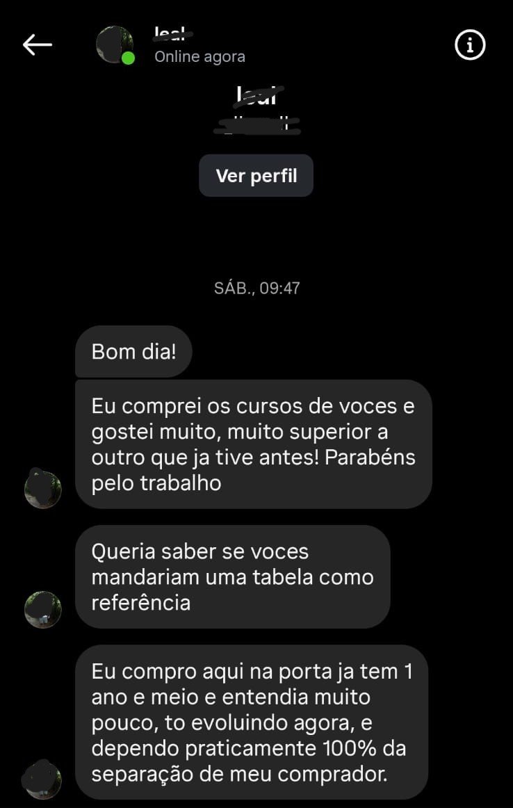 Depoimento de comprador no Instagram